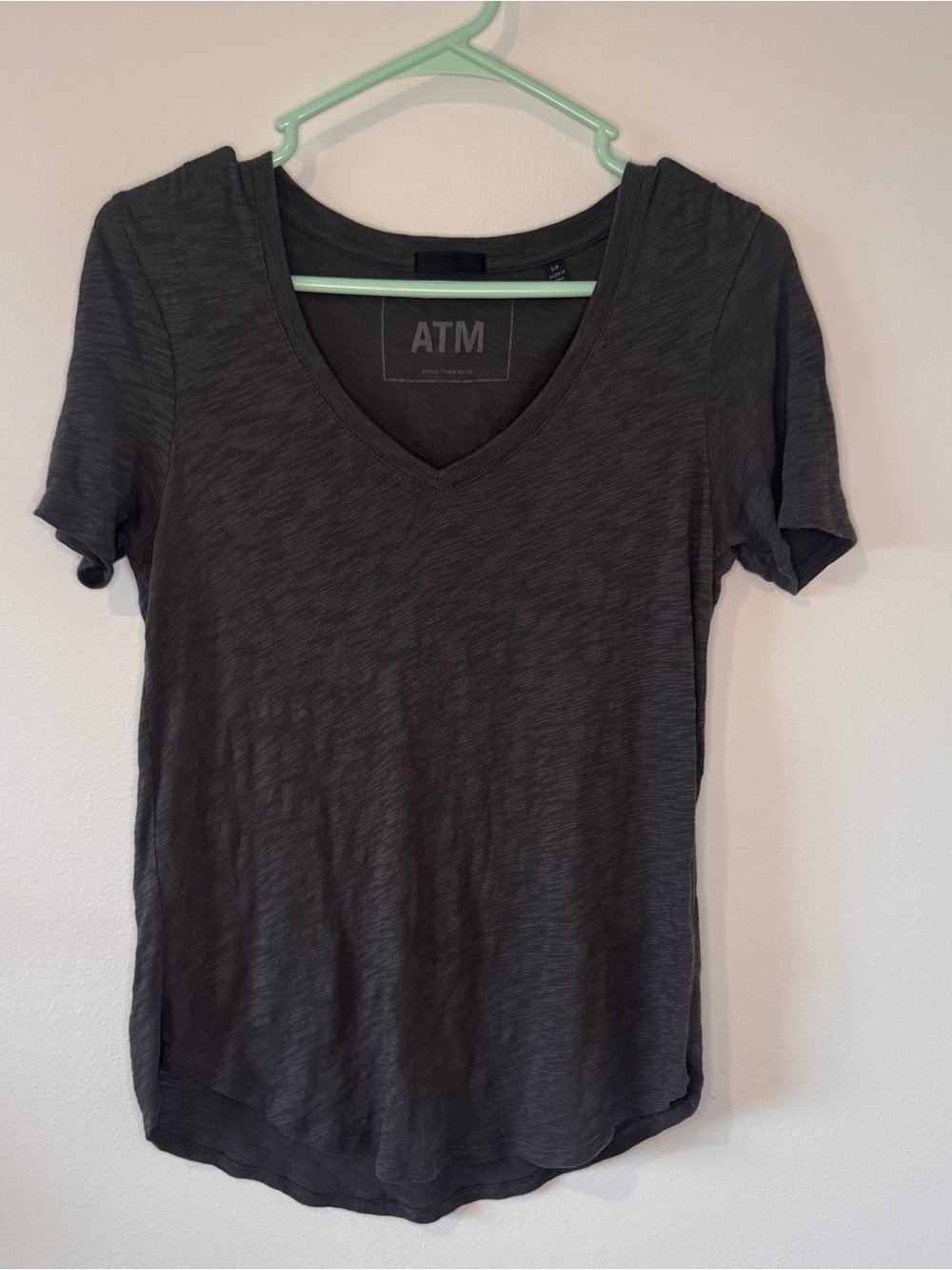 ATM Anthony Thomas Melillo Women’s S Charcoal Slub Jersey V-Neck T-Shirt